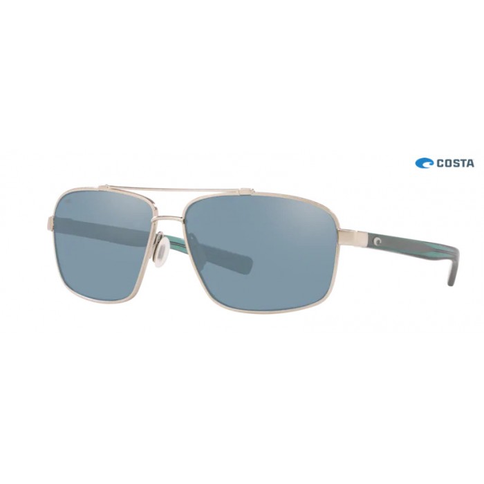 Costa Flagler Brushed Silver frame Gray Silver lens Sunglasses