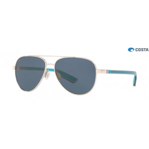 Costa Peli Shiny Silver frame Gray lens Sunglasses