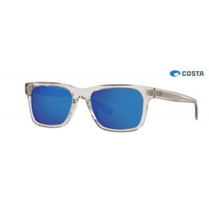 Costa Tybee Shiny Light Gray Crystal frame Blue lens Sunglasses
