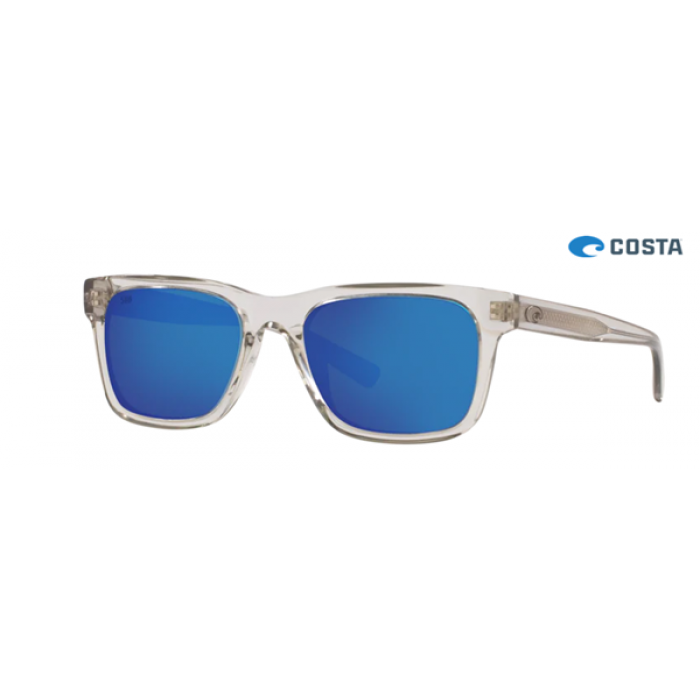 Costa Tybee Shiny Light Gray Crystal frame Blue lens Sunglasses