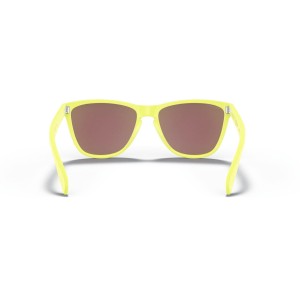 Oakley Frogskins Frogskins 35Th Anniversary Low Bridge Fit Matte Neon Yellow Frame Prizm Sapphire Lens Sunglasses