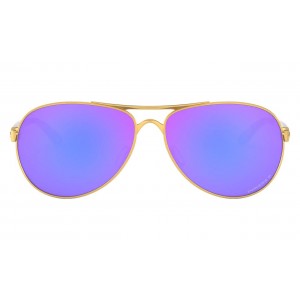 Oakley Feedback Satin Gold Frame Prizm Violet Polarized Lens Sunglasses