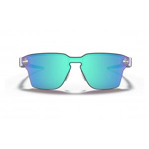 Oakley Lugplate Satin Chrome Frame Prizm Sapphire Lens Sunglasses