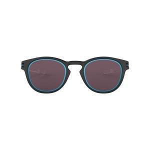 Oakley Latch Low Bridge Fit Borderline Matte Black Blue Frame Prizm Grey Lens Sunglasses