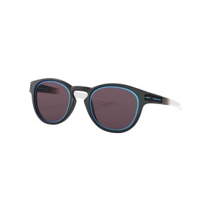 Oakley Latch Low Bridge Fit Borderline Matte Black Blue Frame Prizm Grey Lens Sunglasses