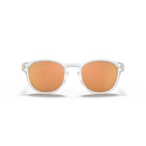 Oakley Latch Low Bridge Fit Matte Clear Frame Prizm Rose Gold Polarized Lens Sunglasses