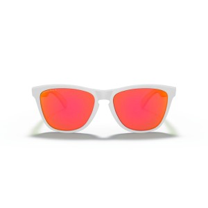 Oakley Frogskins Low Bridge Fit Origins Collection Matte White Frame Prizm Ruby Lens Sunglasses