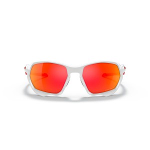 Oakley Plazma Low Bridge Fit White Frame Prizm Ruby Lens Sunglasses