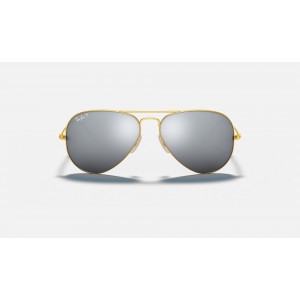 Ray Ban Aviator Flash Lenses RB3025 Silver Flash Gold Sunglasses