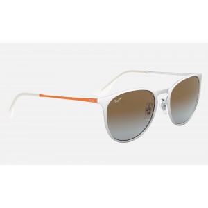 Ray Ban Erika Metal RB3539 White Orange Frame Brown Gradient Lens Sunglasses