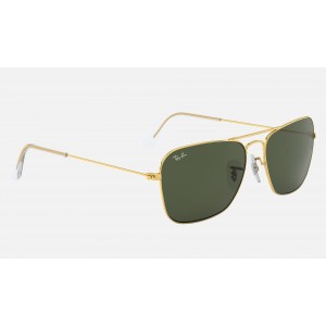 Ray Ban Caravan RB3136 Green Classic G-15 Gold Sunglasses