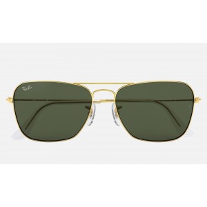 Ray Ban Caravan RB3136 Green Classic G-15 Gold Sunglasses