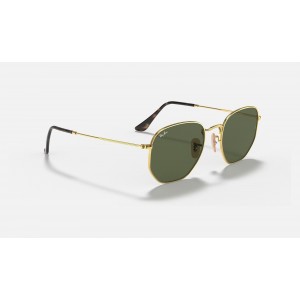Ray Ban Hexagonal Flat Lenses RB3548 Classic G-15 + Gold Frame Green Classic G-15 Lens Sunglasses