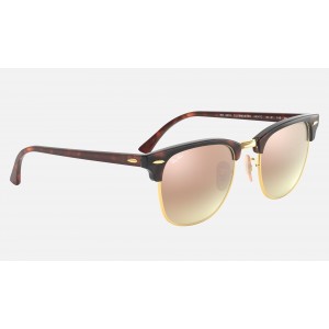 Ray Ban Clubmaster Flash Lenses Gradient RB3016 Gradient Flash + Tortoise Frame Copper Gradient Flash Lens Sunglasses