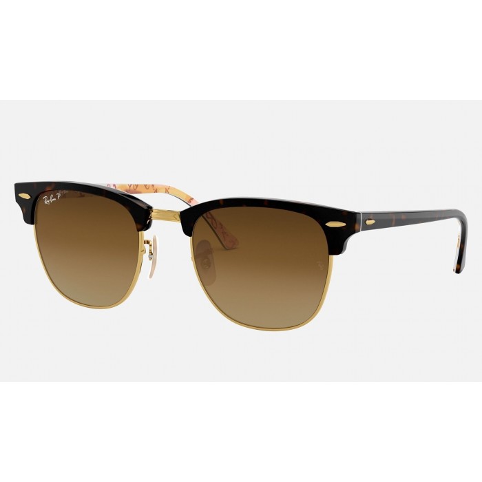 Ray Ban Clubmaster @Collection RB3016 Polarized Gradient + Tortoise Frame Brown Gradient Lens Sunglasses
