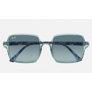 Ray Ban Square Ii RB1973 Blue Gradient Transparent Green Sunglasses