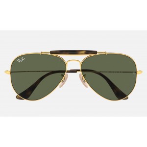 Ray Ban Outdoorsman Havana Collection RB3029 Green Classic G-15 Gold Sunglasses