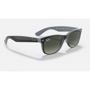 Ray Ban New Wayfarer Color Mix RB2132 Gradient + Black Frame Grey Gradient Lens Sunglasses