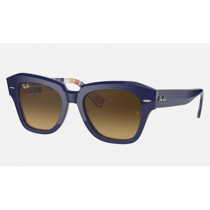 Ray Ban State Street RB2186 Gradient + Blue Frame Light Brown Gradient Lens Sunglasses