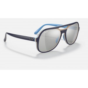 Ray Ban Powderhorn Mirror Evolve RB4357 Grey Mirror Light Blue Sunglasses