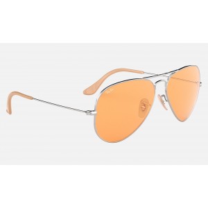 Ray Ban Aviator Washed Evolve RB3025 Orange Photochromic Evolve Silver Sunglasses