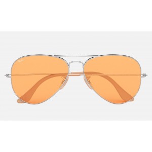 Ray Ban Aviator Washed Evolve RB3025 Orange Photochromic Evolve Silver Sunglasses