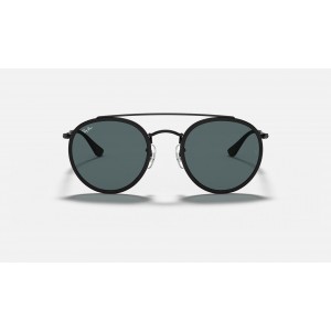 Ray Ban Round Double Bridge RB3647 Classic + Black Frame Blue/Gray Classic Lens Sunglasses