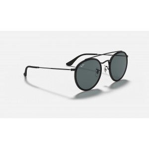 Ray Ban Round Double Bridge RB3647 Classic + Black Frame Blue/Gray Classic Lens Sunglasses