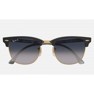 Ray Ban Clubmaster @Collection RB3016 Polarized Gradient + Black Frame Blue/Grey Gradient Lens Sunglasses