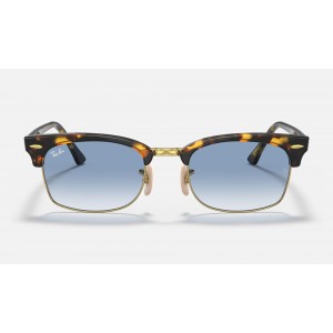 Ray Ban Clubmaster Square RB3916 Gradient + Yellow Havana Frame Light Blue Gradient Lens Sunglasses