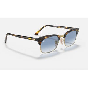 Ray Ban Clubmaster Square RB3916 Gradient + Yellow Havana Frame Light Blue Gradient Lens Sunglasses