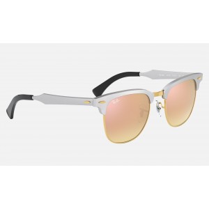 Ray Ban Clubmaster Aluminum Flash Lenses Gradient RB3507 Gradient Flash + Silver Frame Rose Gold Lens Sunglasses
