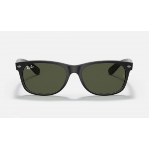 Ray Ban New Wayfarer Matte Low Bridge Fit RB2132 Classic G-15 + Black Frame Green Classic G-15 Lens Sunglasses