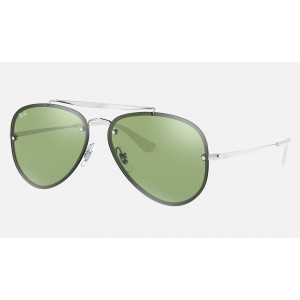 Ray Ban Blaze Aviator RB3584 Dark Green Mirror Silver Sunglasses