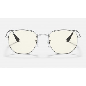 Ray Ban Hexagonal Blue-Light Clear Evolve RB3548 Clear Photocromic With Blue-Light Filter Silver Sunglasses