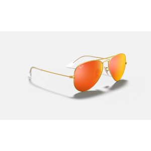 Ray Ban Aviator Flash Lenses RB3025 Orange Flash Gold Sunglasses