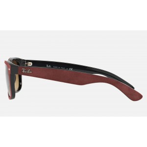 Ray Ban New Wayfarer With Alcantara RB2132 Gradient + Bordeaux Frame Brown Gradient Lens Sunglasses