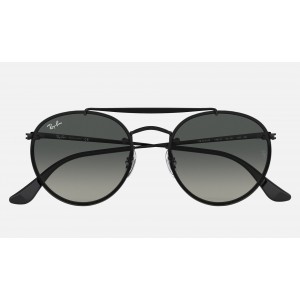 Ray Ban Round Blaze Round Double Bridge RB3614 Gradient + Black Frame Grey Gradient Lens Sunglasses