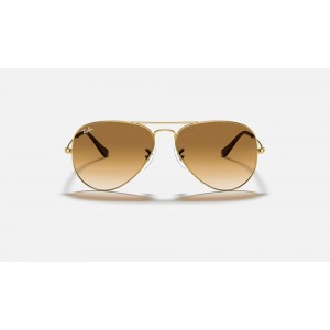 Ray Ban Aviator Gradient RB3025 Light Brown Gradient Gold Sunglasses