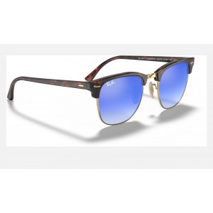 Ray Ban Clubmaster Flash Lenses Gradient RB3016 Gradient Flash + Tortoise Frame Blue Gradient Flash Lens Sunglasses