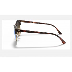 Ray Ban Clubmaster Flash Lenses Gradient RB3016 Gradient Flash + Tortoise Frame Blue Gradient Flash Lens Sunglasses