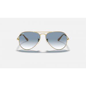 Ray Ban Aviator Gradient RB3025 Light Blue Gradient Gold Sunglasses