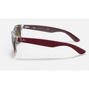Ray Ban New Wayfarer Color Mix RB2132 Gradient + Bordeaux Frame Brown Gradient Lens Sunglasses