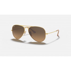 Ray Ban Aviator Gradient RB3025 Brown Polarized Gradient Gold With Black Sunglasses