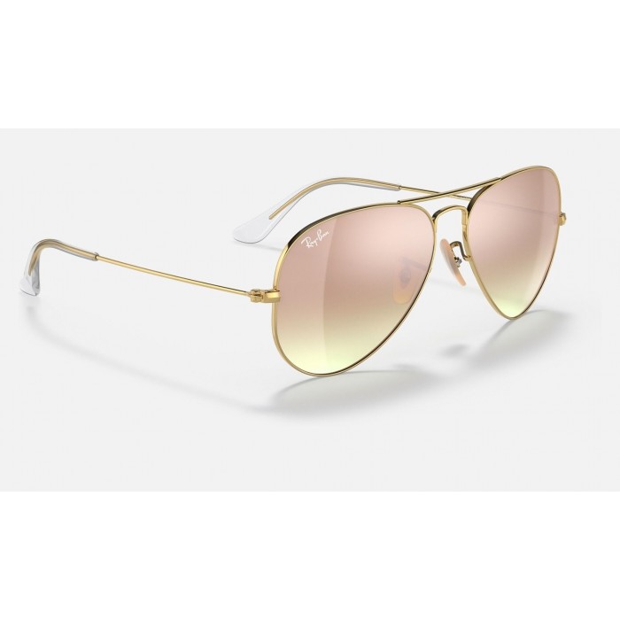 Ray Ban Aviator Large Metal RB3025 Pink Gradient Flash Gold Sunglasses