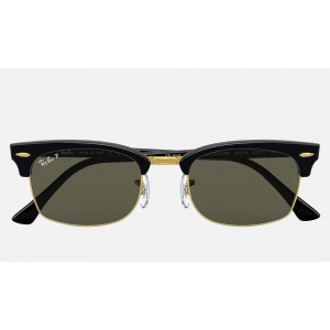 Ray Ban Clubmaster Square RB3916 Polarized Classic G-15 + Shiny Black Frame Green Classic G-15 Lens Sunglasses