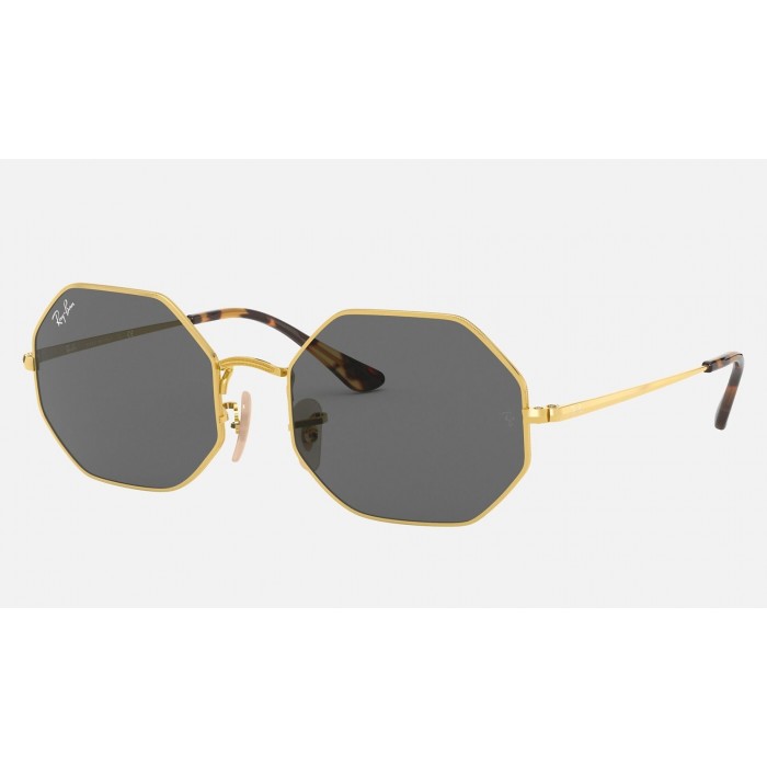 Ray Ban Roctagon RB1972 Dark Grey Classic Gold Sunglasses