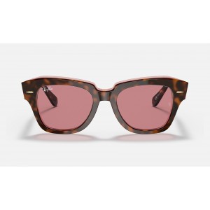 Ray Ban State Street Collection RB2132 Violet Photochromic Havana On Transparent Pink Sunglasses
