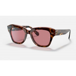Ray Ban State Street Collection RB2132 Violet Photochromic Havana On Transparent Pink Sunglasses