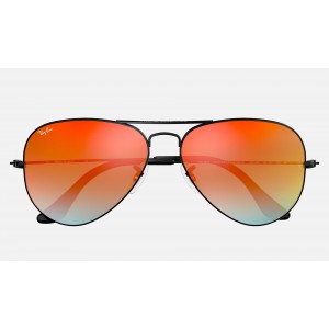 Ray Ban Aviator Flash Lenses Gradient RB3025 Orange Gradient Flash Black Sunglasses